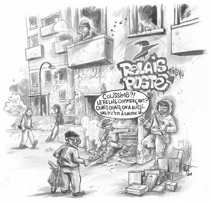 Relais Poste Commerçcant, Agence Postale Communale. Illustration de Sylvain Florin ( sylvain-florin-dessins.weebly.com )